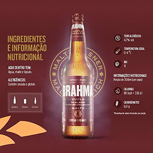 Cerveja Brahma Duplo Malte, Puro Malte, 600ml, Garrafa