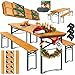 KESSER® Bierzeltgarnitur 3 teilig Gartenmöbel-Set | Klappbar 220 x 50 x 77cm | 2X Bierbänke 1x Biertisch | Festzeltgarnitur Biertisch Stehtisch Sitzgarnitur Holz 16-teiliges Bodenschoner-Set