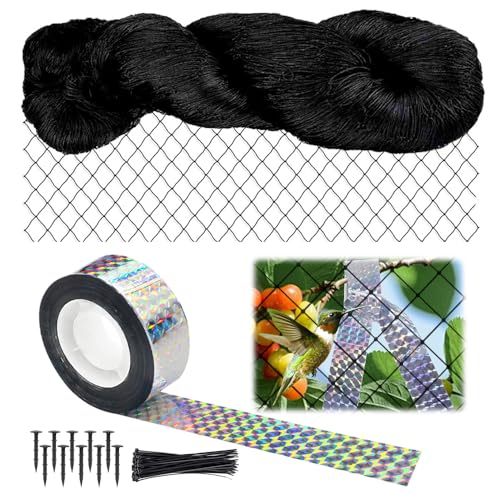 Filet Anti Oiseaux 10x10m, Filet Protection Oiseaux Noir, Résistant aux intempéries et aux UV, Voliere Anti Pigeon pour Jardins, Vergers, Champs, Serres et Plus