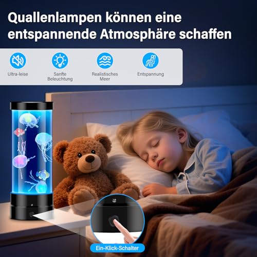 Eyoushow Quallen Lampe 17 Farben & 4 Lichtmodi mit Fernbedienung, Lavalampe Jellyfish Lamp 3-Helligkeit Stimmungslicht für Kinder und Erwachsene, Bürodekoration, Wohnraumdekoration