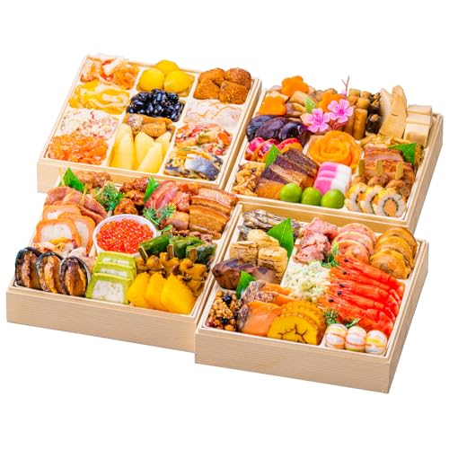 生おせち 「瑞祥」和洋中 四段重 3?5人前 60品目 新春 和風 洋風 中華 重箱 冷蔵 豪華 予約 料理 御節 お節 特大 新年 初祝い 元旦 海老 帆立 栗 数の子 紅白 鴨 家庭用 業務用 おせち