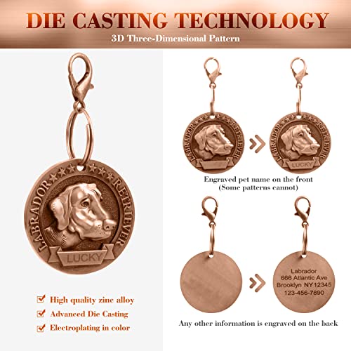 Fynigo 3D Pattern Dog Cat Tags Engraved For Pets,Custom Pet Name Id Tag Personalized With 53 Exclusive Breeds And 3 Colors,Pet Cat Dog Memorial Gifts,Dog Memorial Ornaments #TOP1
