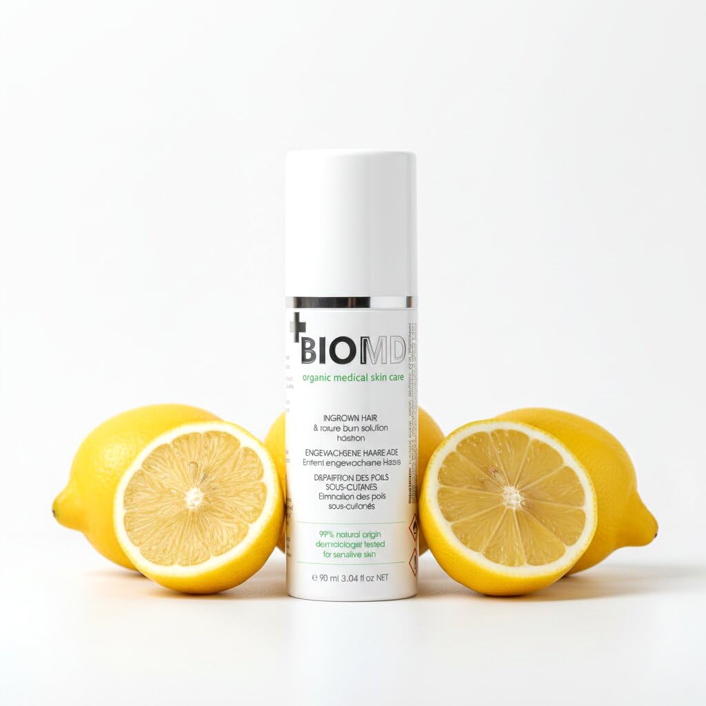 BioMD Przeciw wrastającym włoskom, z kwasami BHA i AHA, podrażnienia po goleniu, golenie, woskowanie, prevents ingrown hairs, Razor Burn, Shaving, Waxing, Vegan - 90ml
