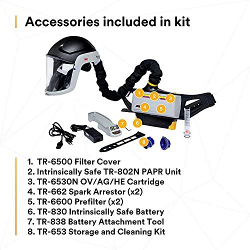 3M Papr, Versaflo Powered Air Purifying Respirator Kit, Tr-800-Hik, Particulates, Organic Vapors, Acid Gases, Pharmaceutical Manufacturing, Chemicals, Oil And Gas Refining #TOP4