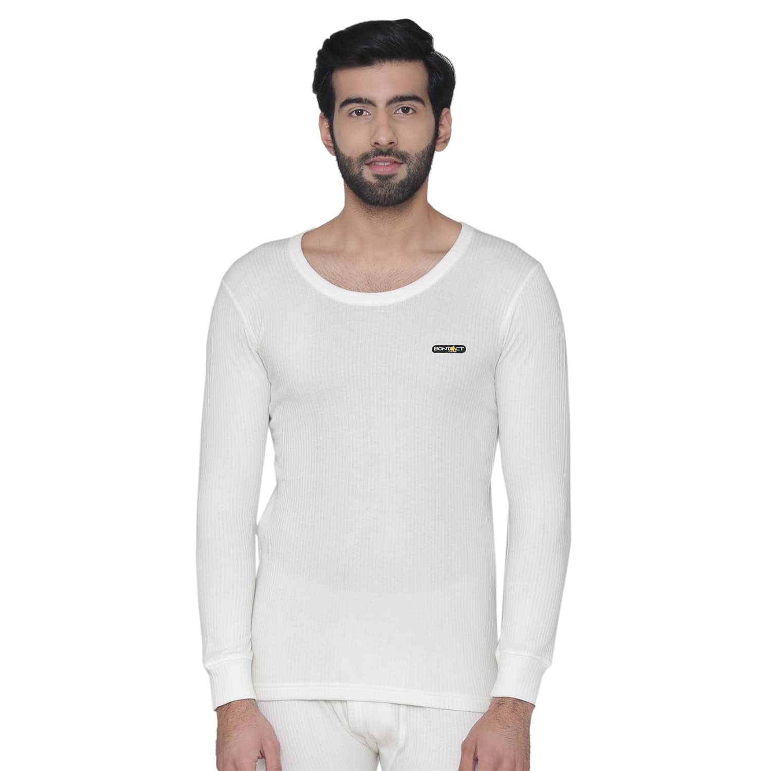 bonjour Bontact Men's Plain Regular Fit Thermal Vest - Off White-picture-52