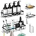 sunvito Adhesivo Estantes Cesta para Ducha sin Taladro 2 Piezas Estanteria Organizador Baño 2 Jabonera 1 Portarrollos para Papel Higiénico Acero Inoxidable SUS304 Negra (negro)