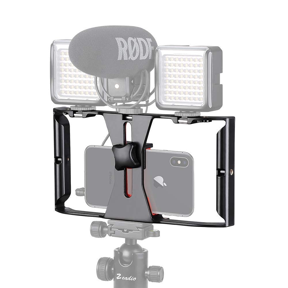 SIDRUM Smartphone Video Rig, Film Making Recording Vlogging Rig Case, Phone Movies Mount Stabilizer for All Mobile Phones (PS-02-Black)