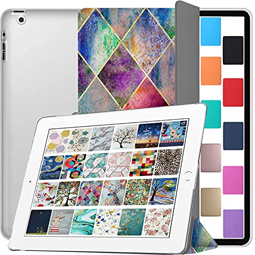 Image of DuraSafe Cases for iPad 9.7 Inch 4 3 2 Generation [iPad 4th 3rd 2nd Old Model ] A1458 A1416 A1395 A1458 A1416 A1395 MC705HN /A MD328HN /A PrintediPad Cover with Frosted Hard Back - Diamond Grid