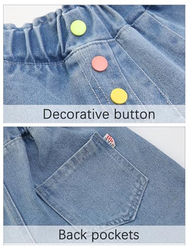 Happy Cherry Girls Summer Casual Blue Denim Pants Elastic Straight Fit Stretch Loose Jeans Pull on Denim Jeans4