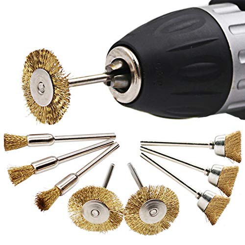 ERYUE Fato de escova de latão com fio de aço,Escova de polimento com escova de polimento de aço 47PC