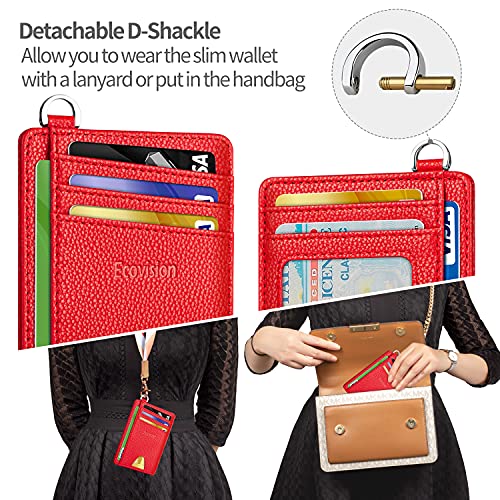 Image of Slim Minimalist Front Pocket Wallet, Ecovision RFID Blocking Credit Card Holder Wallet with Detachable D-Shackle for Men Women