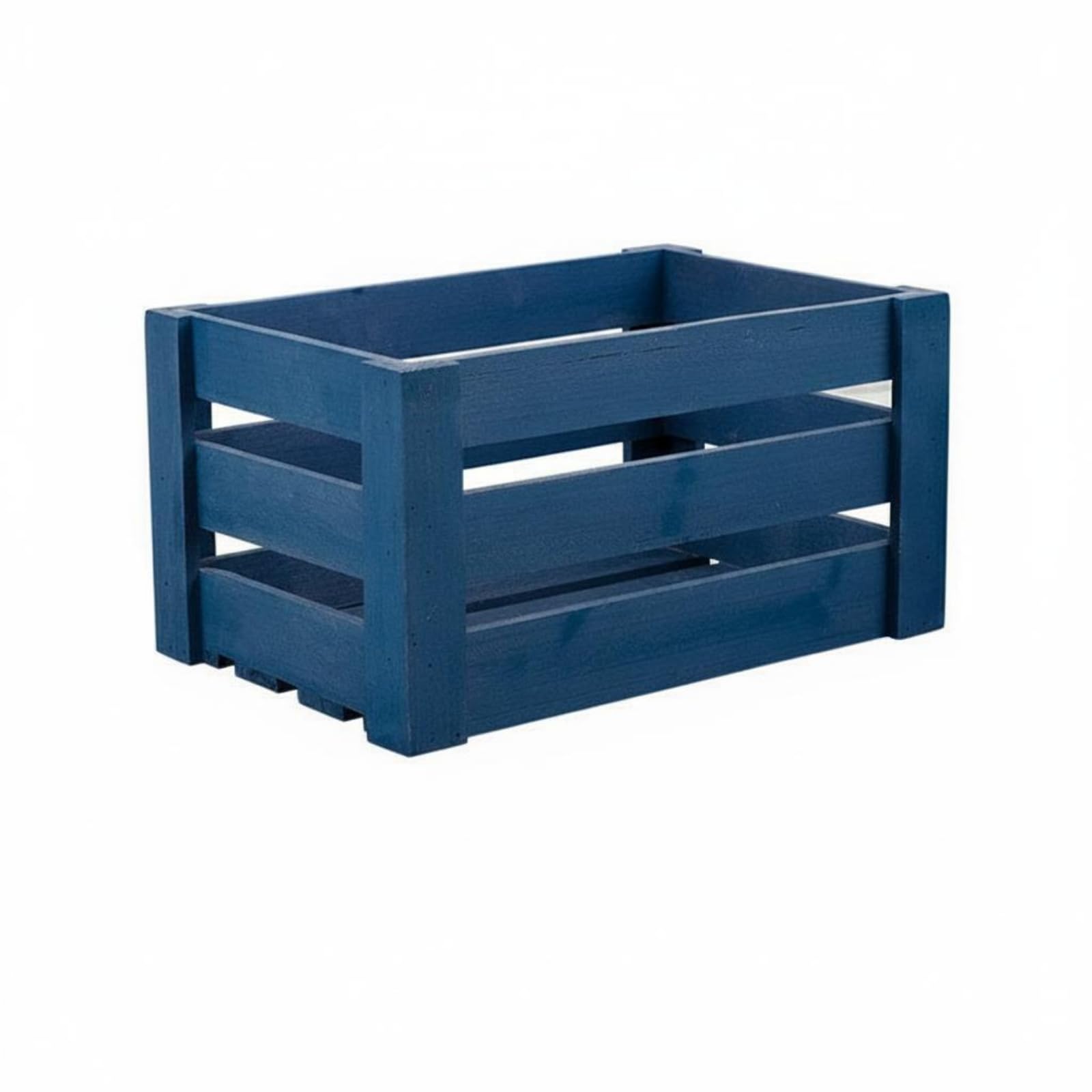 Unfinished Fir Wood Crate Reinforced Slatted Wooden Multi-Purpose Uncovered Box Display, Vintage Blue, 40-28-26Cm | Trunks & Chests Furniture-image-36