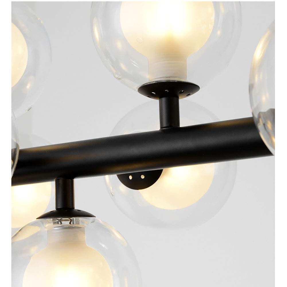 Negro Sputnik Candelabro Vendimia Redondo Metal Cromado Durante La Luz Esférico Vidrio Luz Colgante Para Cocina Granja Fogón Pasillo-Negro. 16 bolas largas en la pantalla de la bola