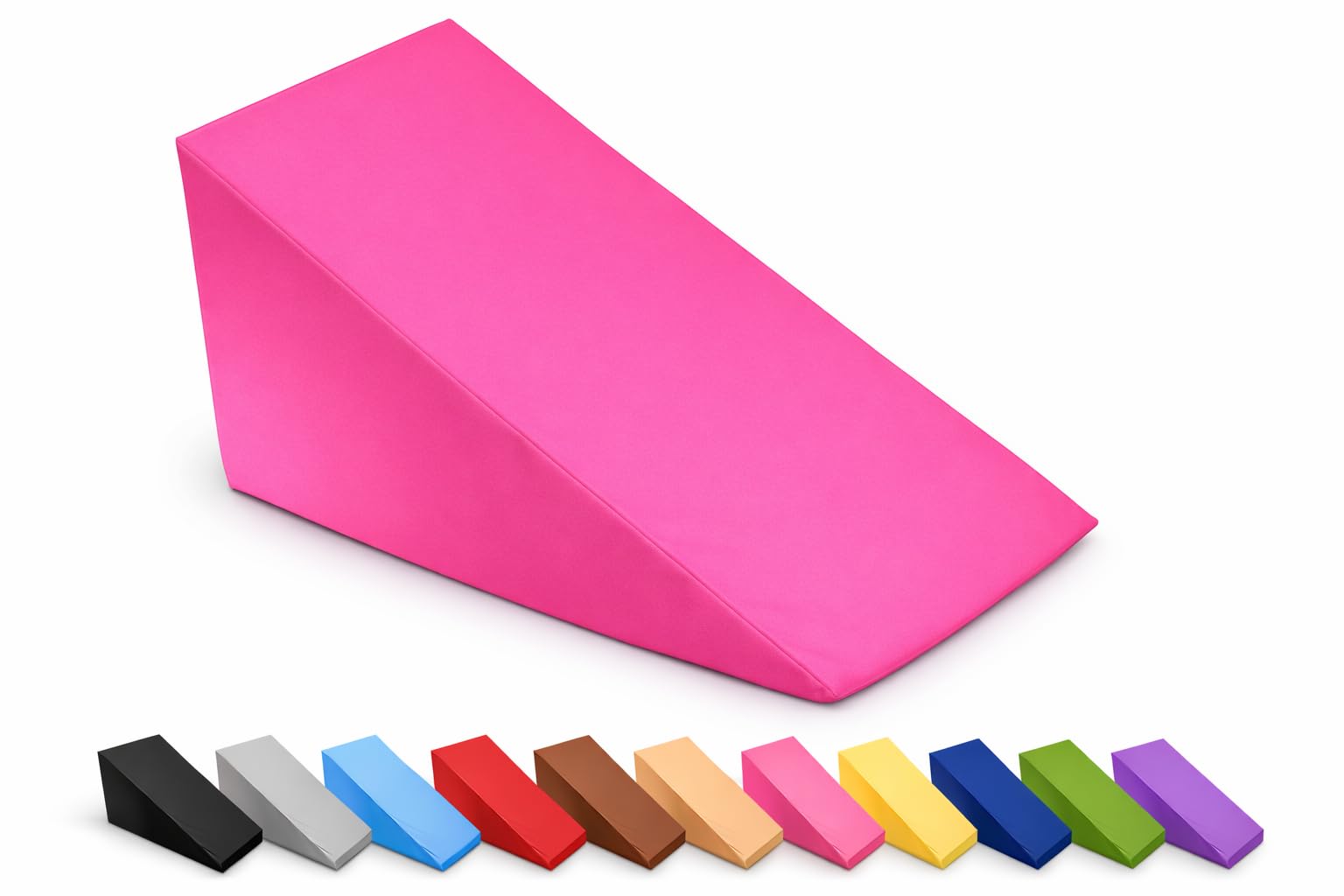MoonRest® Bed Wedge Cover Pillow case Protector with Easy On/Off Zipper, Breathable & Machine Washable (24" x 24" x 7", Hot Pink/Fuchsia)
