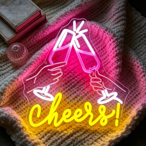 Image of WhfobfeYellow&Pink Neon Sign Led Neon Lights Signs for Wall Decor USB Powered Led Signs for Room Decoration-Cheers