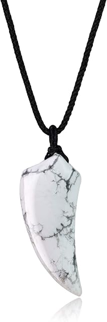 COAI Mens Womens Wolf Tooth Amulet Stone Pendant Necklace