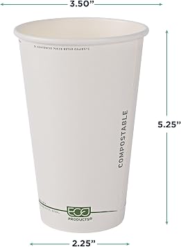 ECO PRODUCTS GreenStripe Disposable Paper Hot Cups, 16 oz, 1000 Count