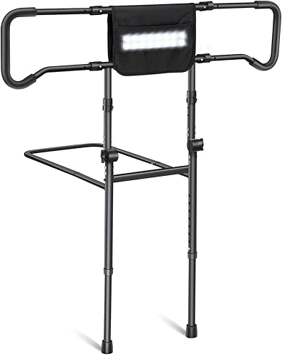 WARDIX Bed Rails for Elderly Adults Safety with Motion Sensor Light & Extending Non-Slip Handle, Adjustable Bed Assist Rail, Support Handles Guard