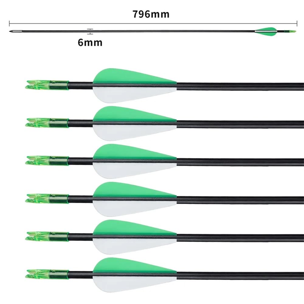 Nema NM 30 inch Archery Arrows for Recurve Bow Fiberglass Target Practice (6 pcs) - Green 1