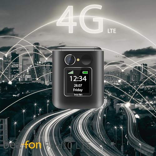 Beafon, Fold10 LTE, Klapphandy, SOS Notruftaste, XL Farbinnendisplay2,2 (5,58cm), XL Farbaußendispaly 1,44 (3,65cm), Fotokontaktanzeige, Kamera, Lichtsignal, Tischladeschale, schwarz-Silber