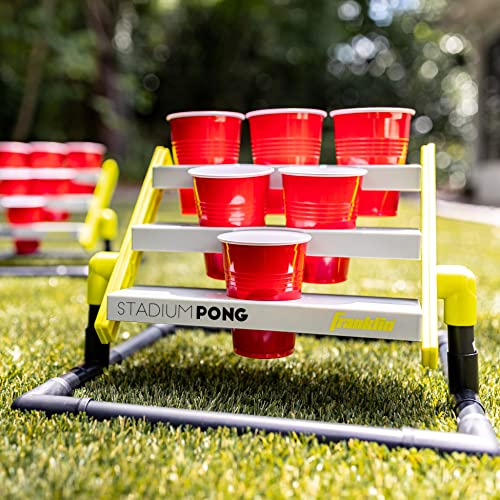 franklin sports stadium cup pong set - jumbo 6 cup pong game set with cups  stand - fun indoor  outdoor tailgate game