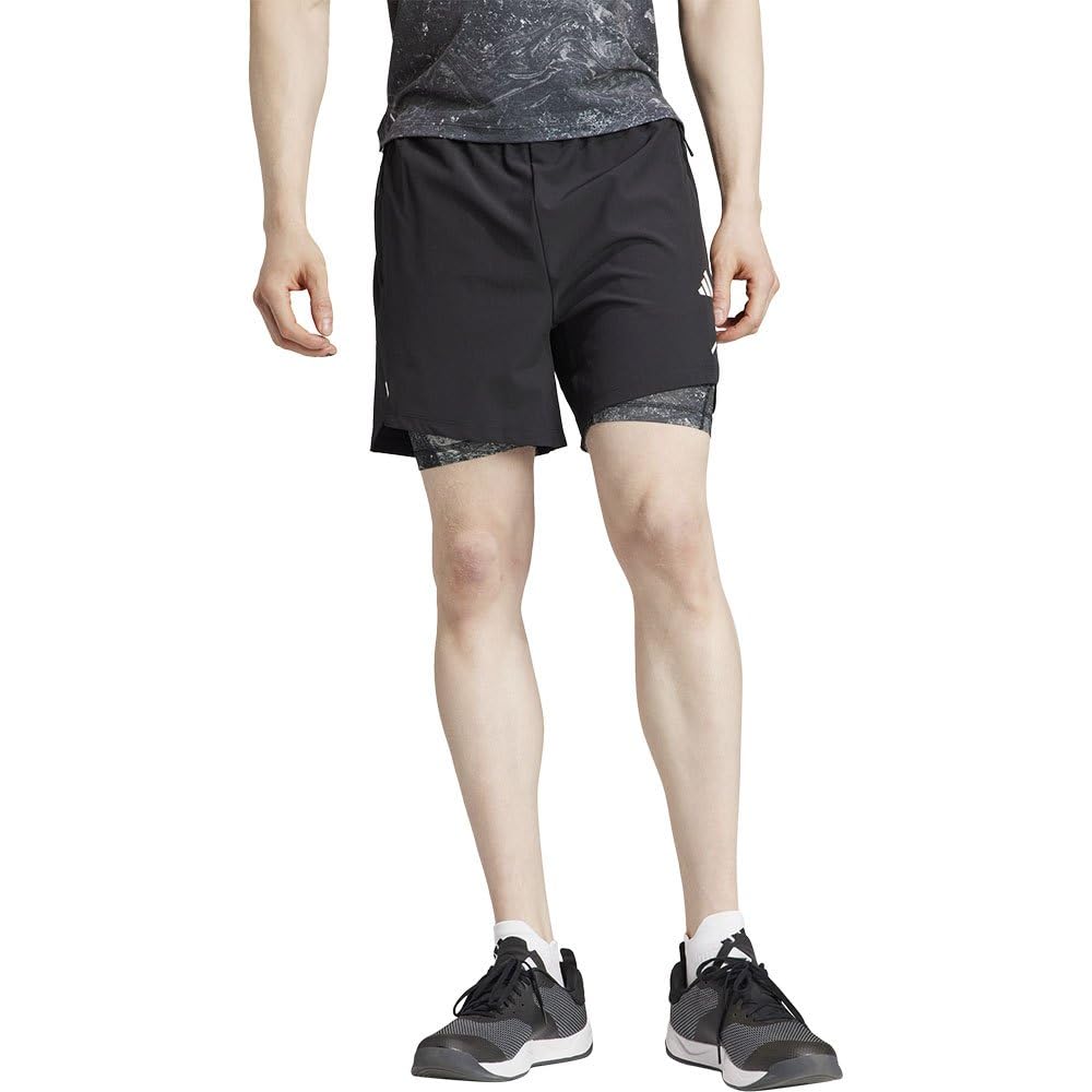 Adidas Men's Black Woven Power 5´´ 2 In 1 Shorts 2XL