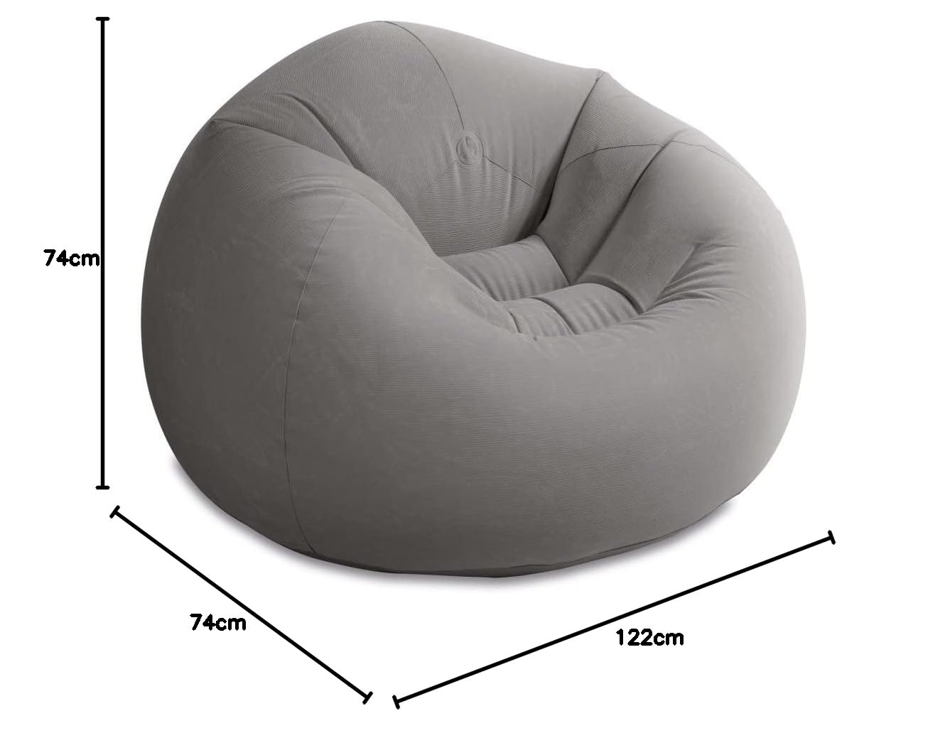 Intex Beanless Bag - Poltrona a sacco, Grigio, 1.14 m x 1.14 m x 71 cm & 68590 Poltrona Sacco Assortita 122 x 104 x 74 cm