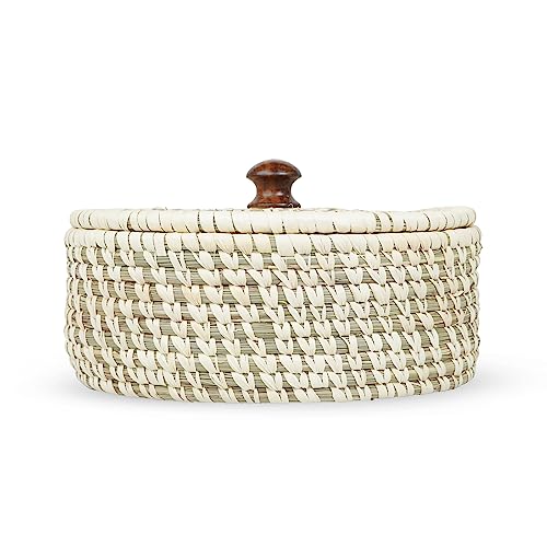 Image of Handmade Sabai Grass Box For Roti /chapati /paratha /dry Fruits|Kitchen Decor Cum Utility, Round, Beige