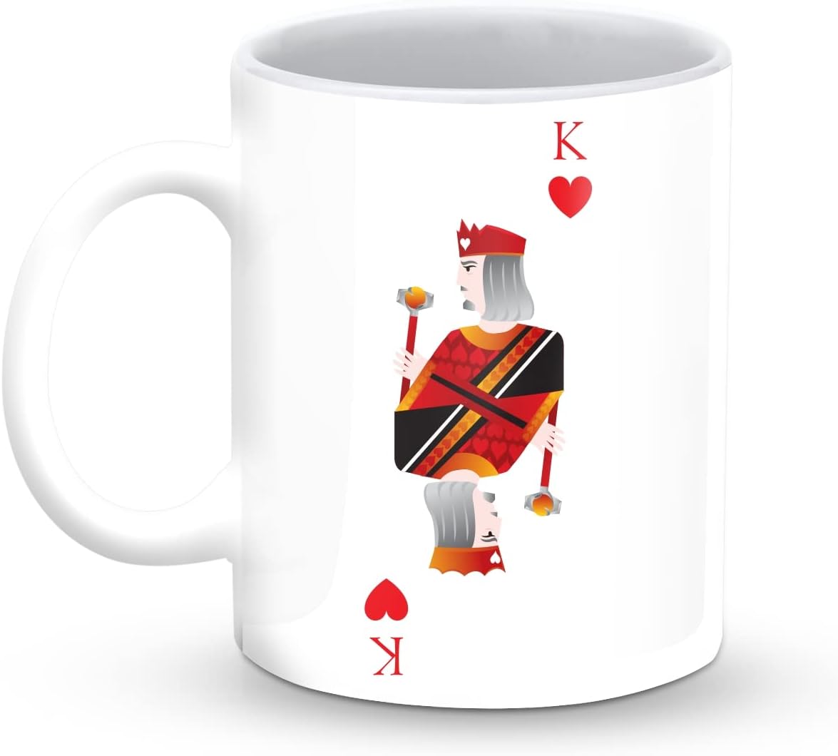 Stylizedd Designer Printed Coffee Mug with Heavy Duty Handle 11oz Ceramic Personalised Gift Mugs Cup [Microwave Safe & Dishwasher Proof ] - King of Hearts