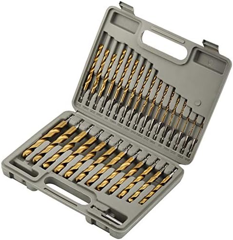 COMOWARE Titanium Impact Drill Bit Set - 30 Pcs Hex Shank HSS, Quick Change Design, 1/16"-1/2"
