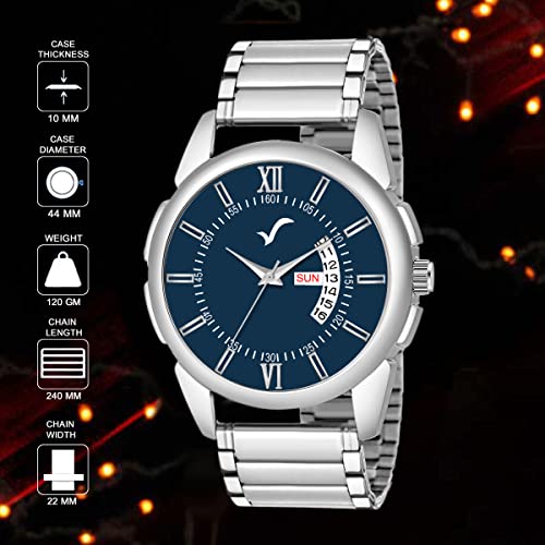 Image of WRIGHTRACK New Generation Analog Day Date Functioning /Working Stainless Steel Chain Watch for Men & Boys