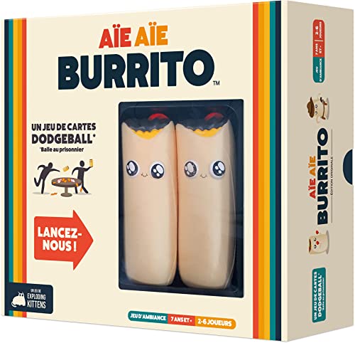 Asmodee - AIE AIE Burrito - Extension Exploding Kittens pour Enfants à Partir de 7 Ans - Jeu d'Ambiance - Jeu de Société avec Cartes -2 à 6 Joueurs - 15 Min - Version Française
