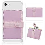 Phone Card Holder Ultra-slim Self Adhesive Stick-on Credit Card Wallet, Cell Phone Wallet with Pocket for Credit Card, ID, Business Card - iPhone, Android and Most Smartphones (Horizontal Pink)