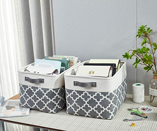 Image of DECOMOMO Foldable Storage Bin | Collapsible Sturdy Cationic Fabric Storage Basket Cube W /Handles for Organizing Shelf Nursery Home Closet (Grey Pattern, Large - 15 x 11 x 9.5-3 Pack)