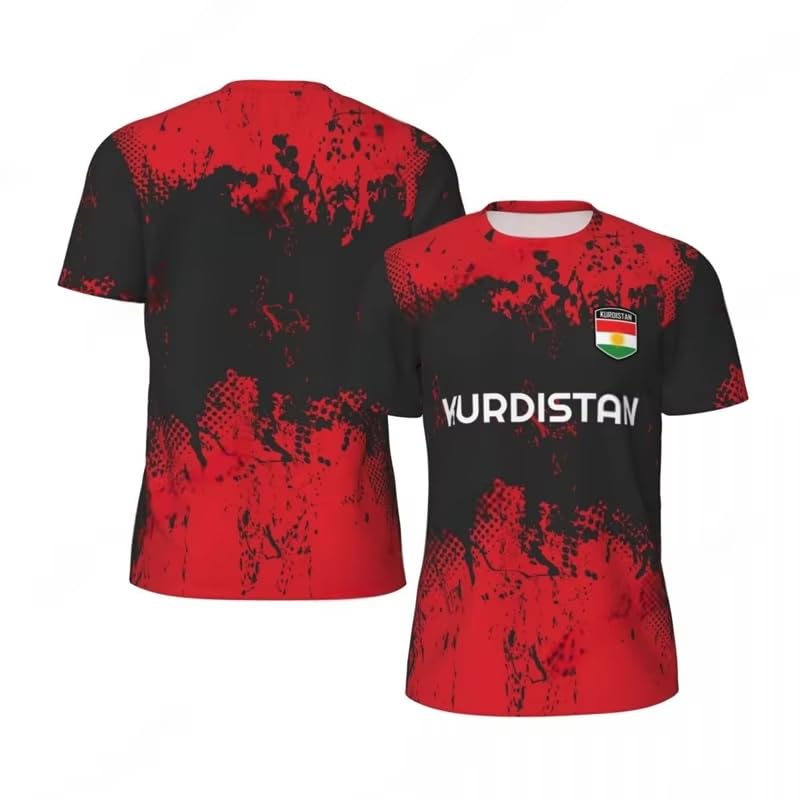 T-Shirt 3D drapeau Kurdistan imprimé coloré manches courtes