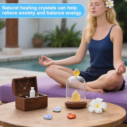 34 Stück Kristalle Edelsteine Herz Stein Set, Liebesherz Natürliche Bunte Steine Heilsteine, Bunte Glückssteine Herzförmige Edelsteine für Kunsthandwerk Dekoration Geschenke