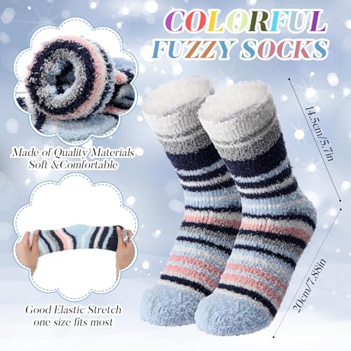 Handepo 24 Pairs Women Fuzzy Socks Bulk Winter Sleeping Slipper Socks Coral Fleece for Home Christmas Outdoor Gift3