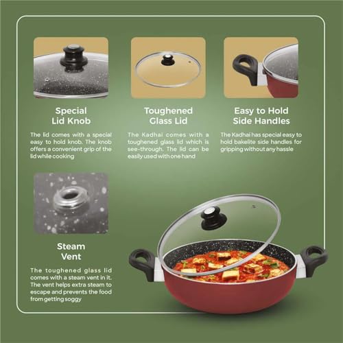 Image of Signoraware Perfecto 4 Coating Non Stick Kadhai 28cm | Gas & Induction Compatible | Low-Oil Cooking | Ergonomically Designed | Ideal for Frying, Sauteing or Preparing Rich Curries (4.5 LTR | Steel)