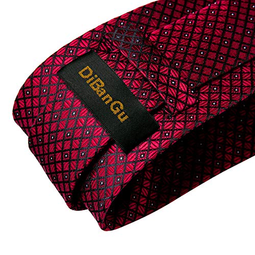 Image of DiBanGu Extra Long Tie for Men 63 inch XL Silk Necktie Set | Pocket Square and Cufflinks, Big and Tall, Jacquard Woven, Gift Box, Paisley /Plaid /Solid /Striped, for Weddinng Party Business