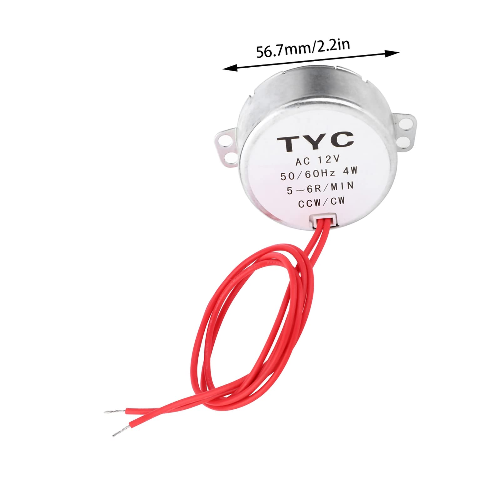 TYC30 AC Synchronous Motor, 12V 4W, 5-6 RPM, Reversible CW/CCW Rotation, Aluminum Alloy Housing