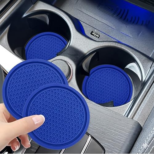spshi Set di 2 Sottobicchieri per Mazda 2 2002-2020 2021 2022 2023 2024 2025 DJ DE, Tappetini in Silicone per Auto Lavabili, Texture a Nido d'Ape Antiscivolo, Accessori per Interni Auto,C-Blue