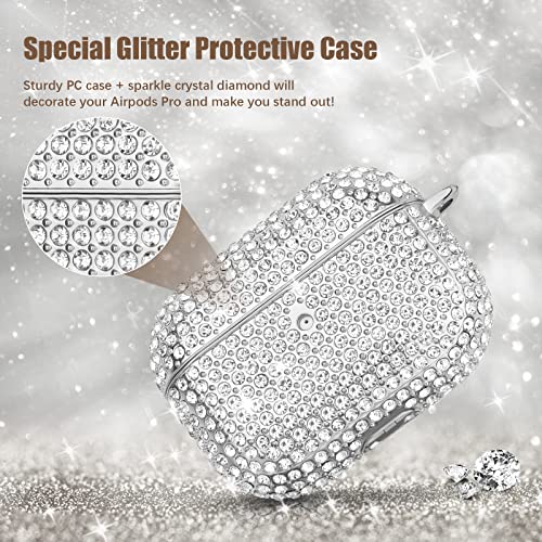 Case For Airpods Pro, Filoto Bling Crystal Pc Airpod Pro 1St Generation Earbuds Case Cover For Women Girls, Apple Airpod Pro Wireless Charging Protective Case With Keychain Accessories (Silver) #TOP2