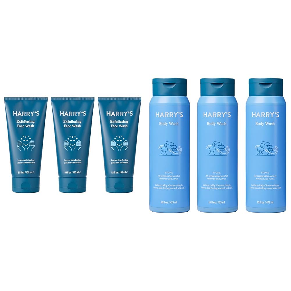 Harrys Face Wash for Men Gentle Formula with Volanic Rock Natural Exfoliant Dermatologist Tested Mens Body Wash Shower