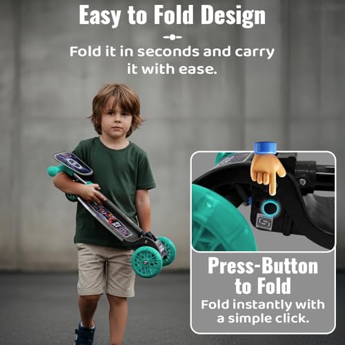 Image of StarAndDaisy X NASA Kick Scooter for Kids 3+ Years, Foldable Skate Scooter for Children Girls & Boys with Multi-Level Height Adjustment, LED Wheels & Brakes -(Officially Licensed) (Black)