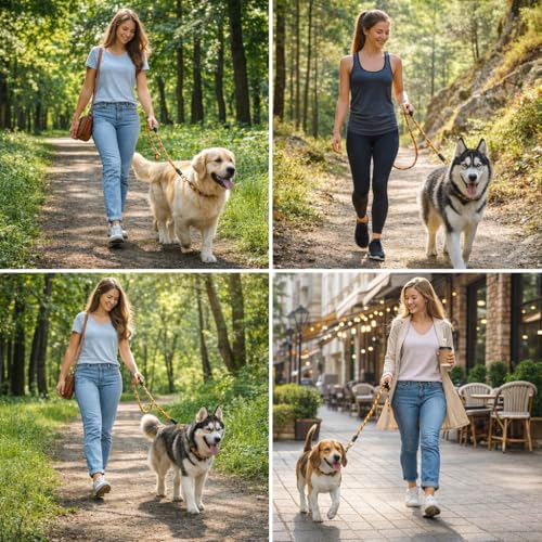 Image of Sitnooze Dog Leash for Medium & Large Dogs, Heavy Duty 5.5 FT Nylon Rope Leash, Anti-Slip Padded Handle, Dog Training Leash, Strong Durable Walking Lead for Daily Use, Rope Leash