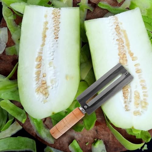 Image of Stainless Steel and Wooden Handle Sharp Paring Knife Fruit Pineapple Sugarcane Cane Peeler Knife Cutter Kitchen Tool for Home Kitchen Full Coasted Black