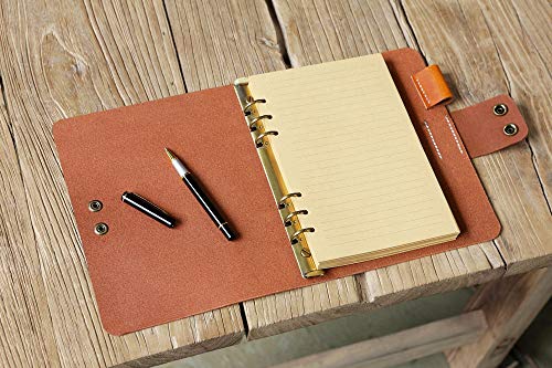 Brown Black genuine leather A5 binder journal planner, Personalized leather refillable diary cover for filofax inserts paper NA5XS2