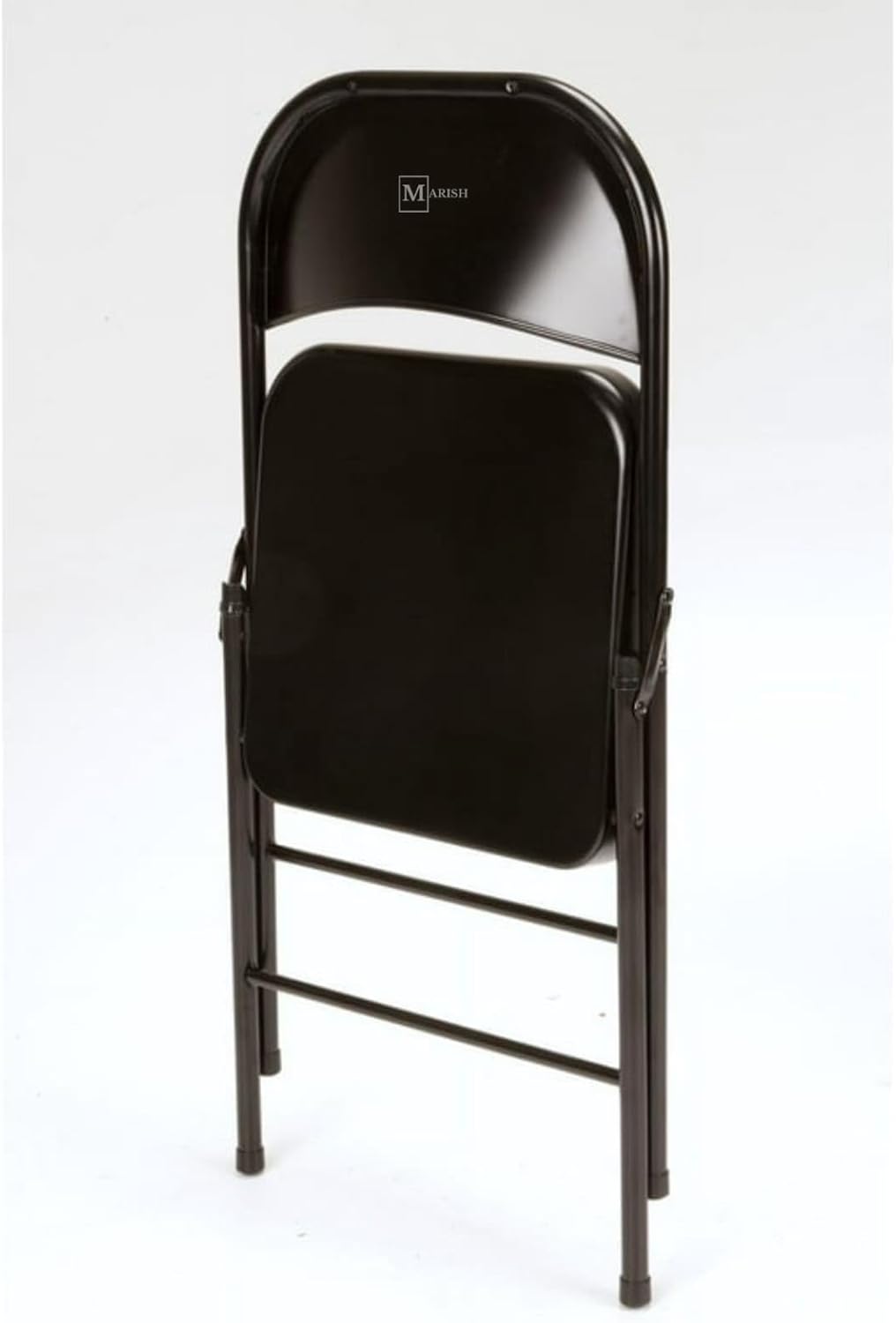 MARISH Heavy Duty All-Steel Folding Chair with Double Braced Frame – Black, Space-Saving, Non-Slip Legs, Indoor Metal Event Chair, 250 lb Capacity