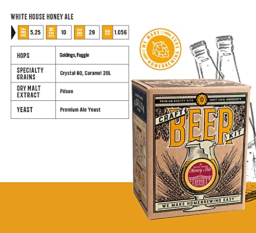 Craft A Brew - White House Honey Ale - Beer Making Kit - Make Your Own Craft Beer - Complete Equipment And Supplies - Starter Home Brewing Kit - 1 Gallon #TOP3