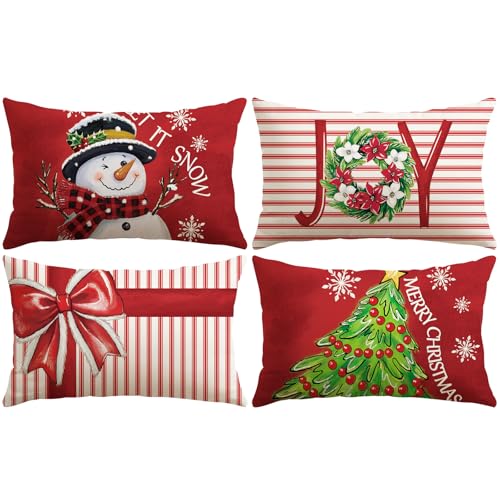 Soleebee 4er Set Weihnachten Kissenbezüge, Moderne Kissenbezug Sofa...